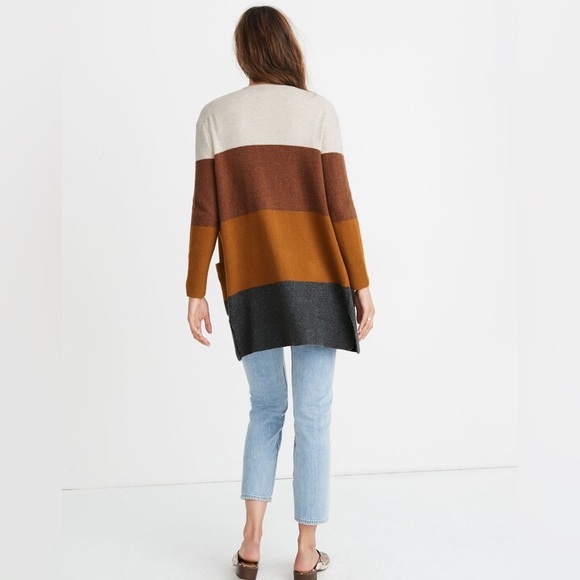 Madewell Kent Striped Color Block Wool Blend Cardigan Sweater in Coziest Yarn XS - Picture 3 of 8